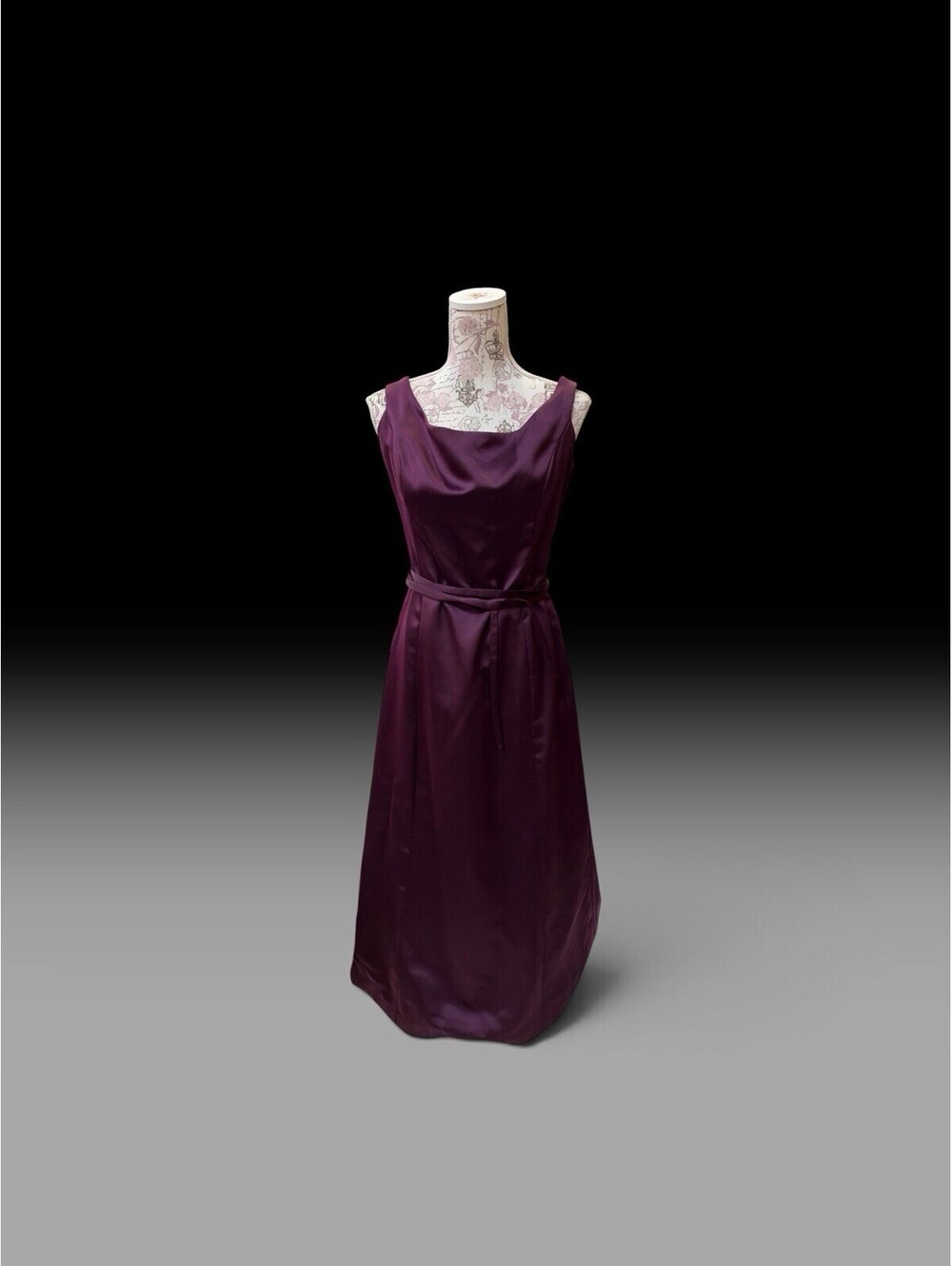 VTG Vera Wang purple evening dress Wrap Belt, sleeveless Formal Satin Buttons 12